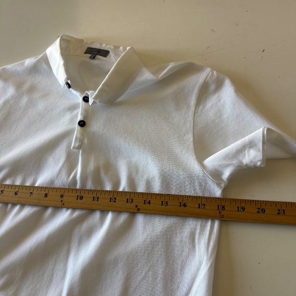 LANVIN Designer Pure White Jacquard Knit Collared Polo Shirt Mens Small - Picture 6 of 7